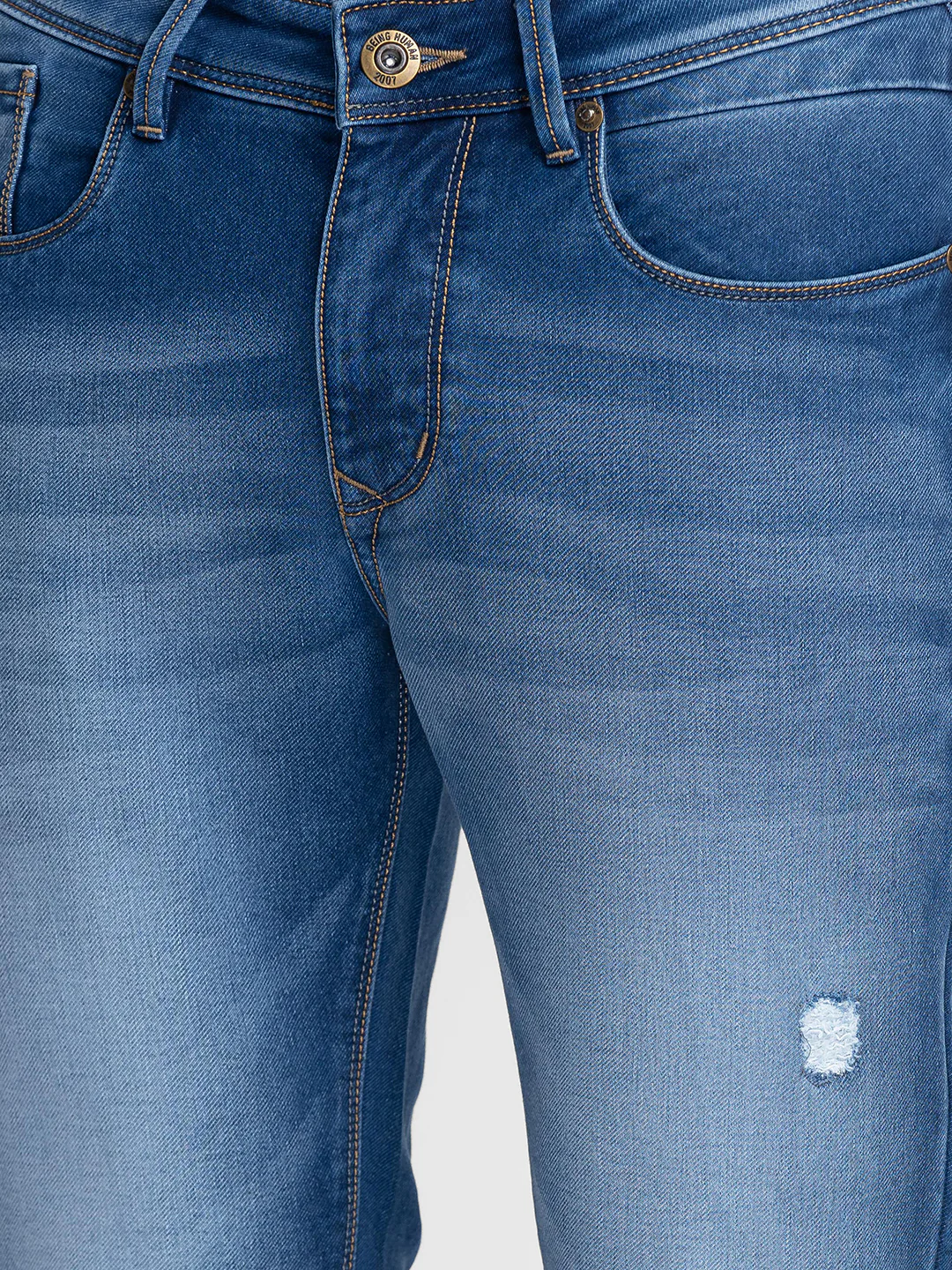 Blue Skinny Fit Denims For Men By Being Human Clothing - Image 5