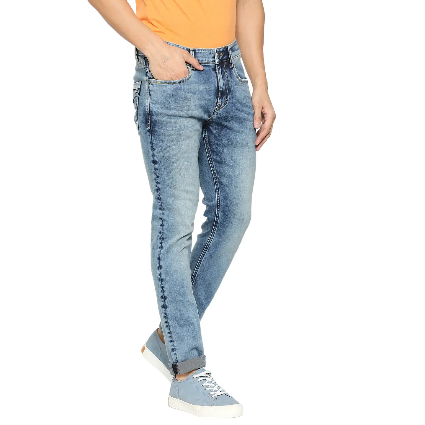 Blue Skinny Straight Fit Men's Denims by Being Human Clothing - Image 3