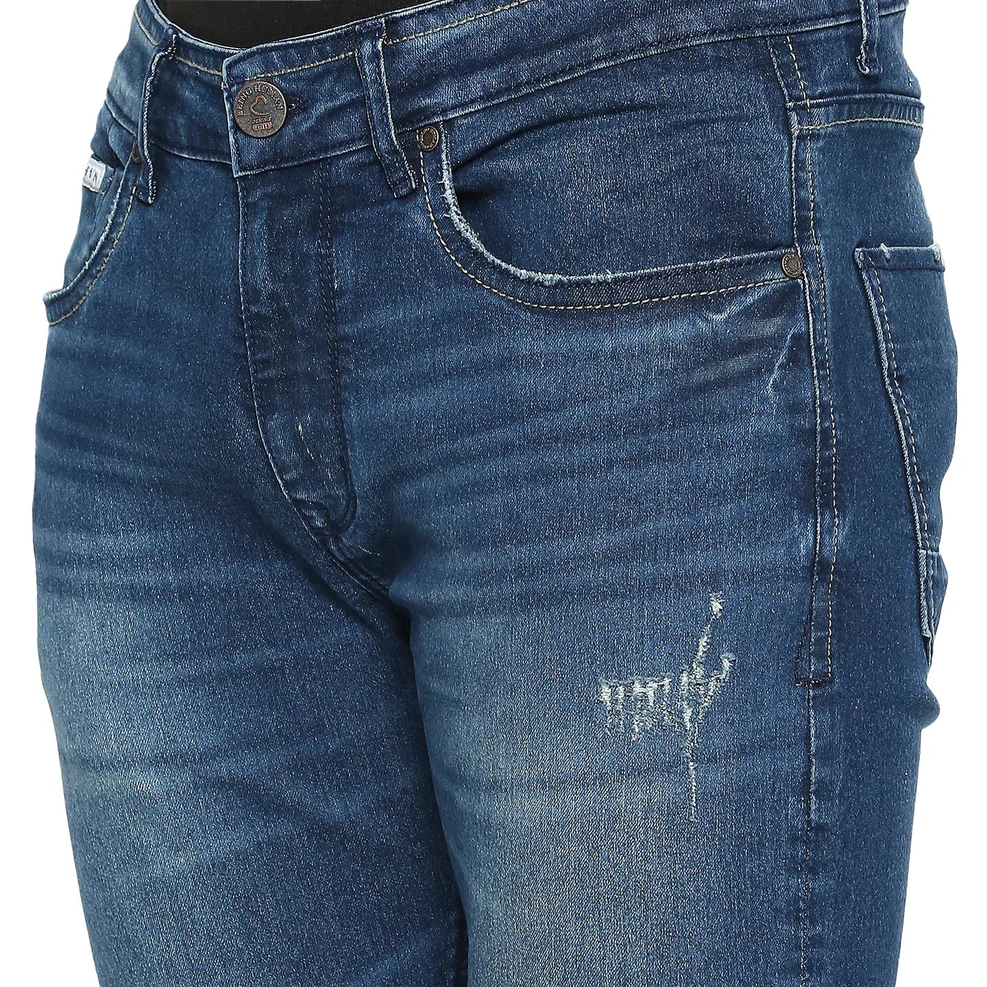 Blue Skinny Fit Denims For Men By Being Human Clothing - Image 5