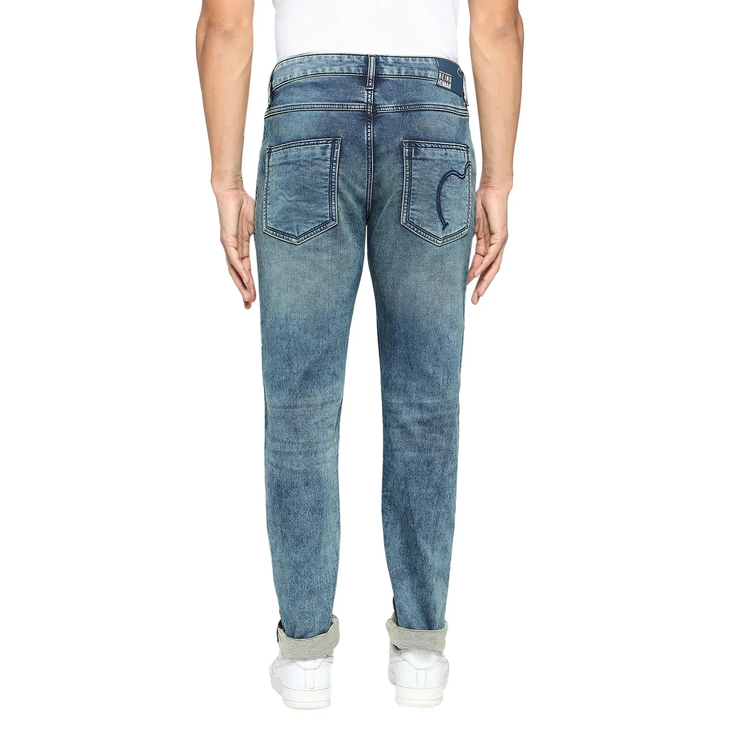 Blue Skinny Straight Fit Men's Denims by Being Human Clothing - Image 4