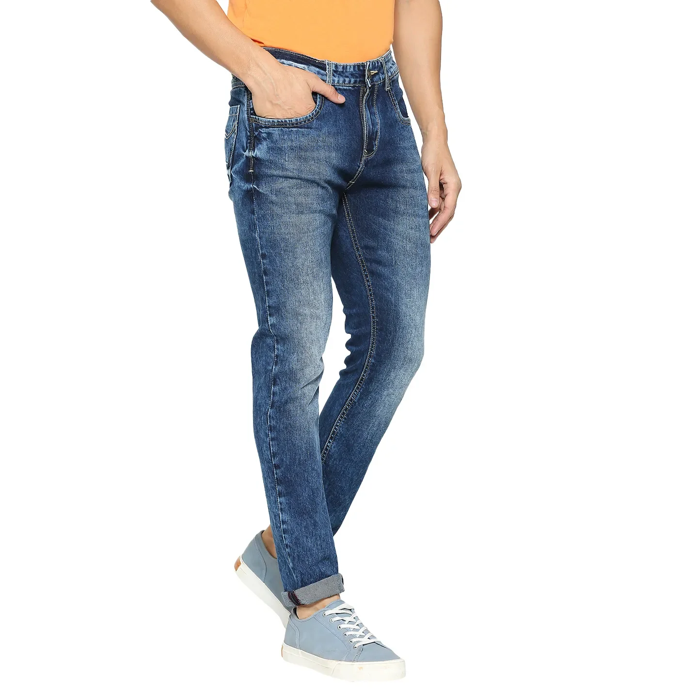 Blue Skinny Fit Denims For Men By Being Human Clothing - Image 3