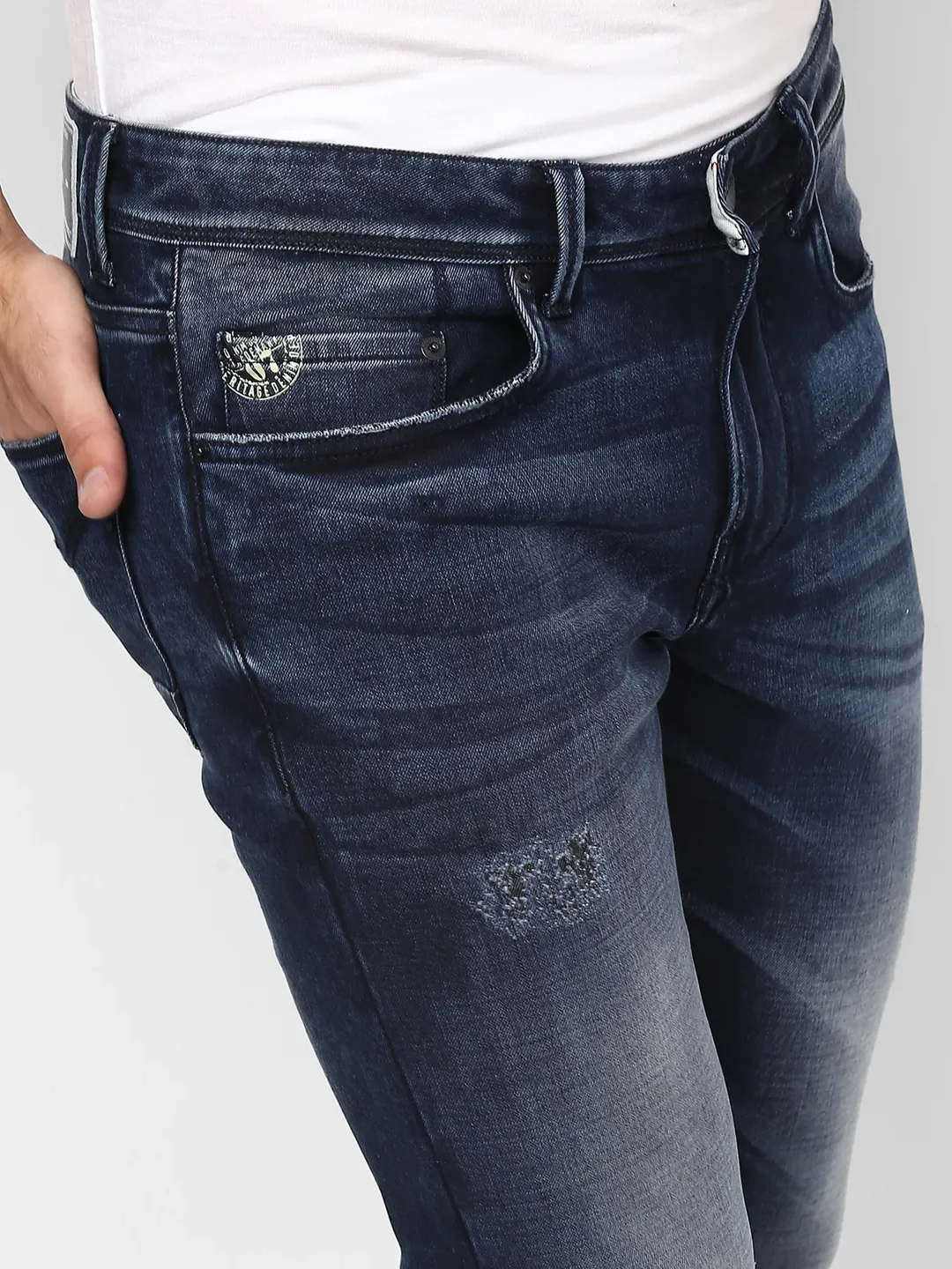 Blue Skinny Straight Fit Men's Denims by Being Human Clothing - Image 2