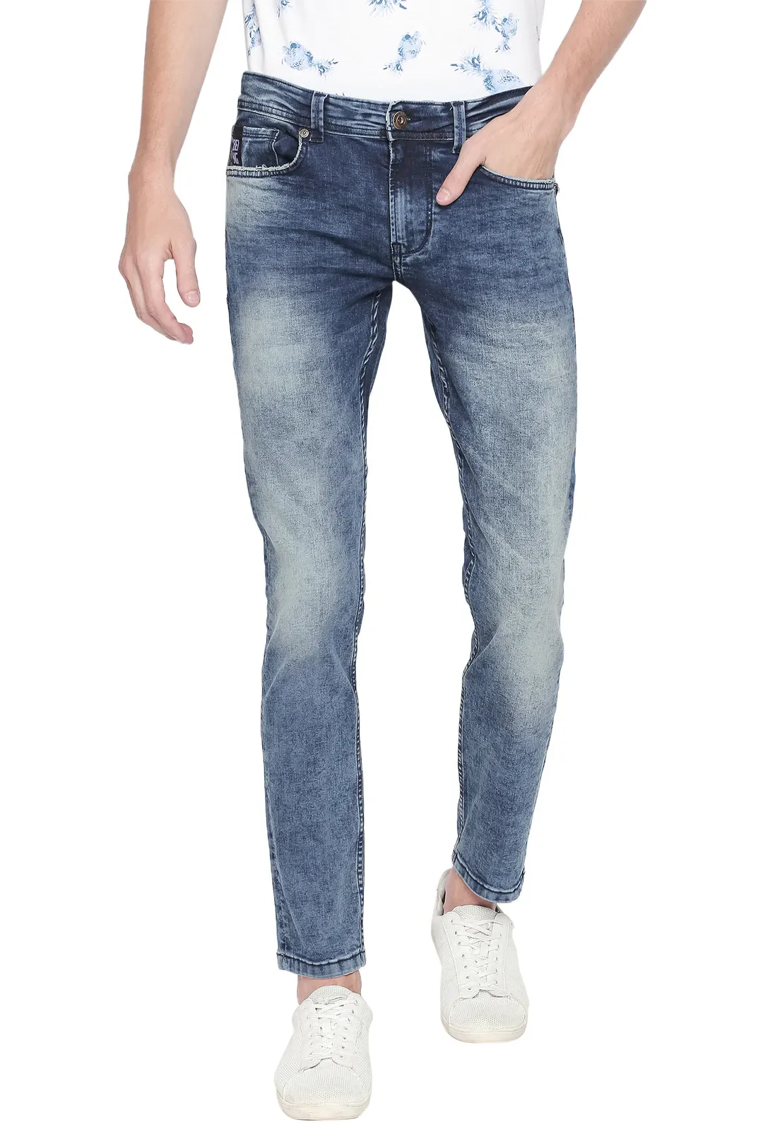 Blue Skinny Straight Fit Men's Denims by Being Human Clothing