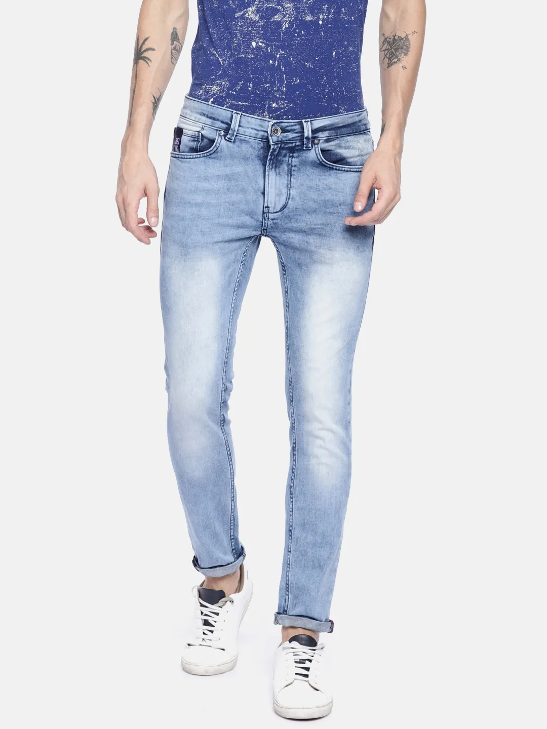 Blue Skinny Straight Fit Men's Denims by Being Human Clothing