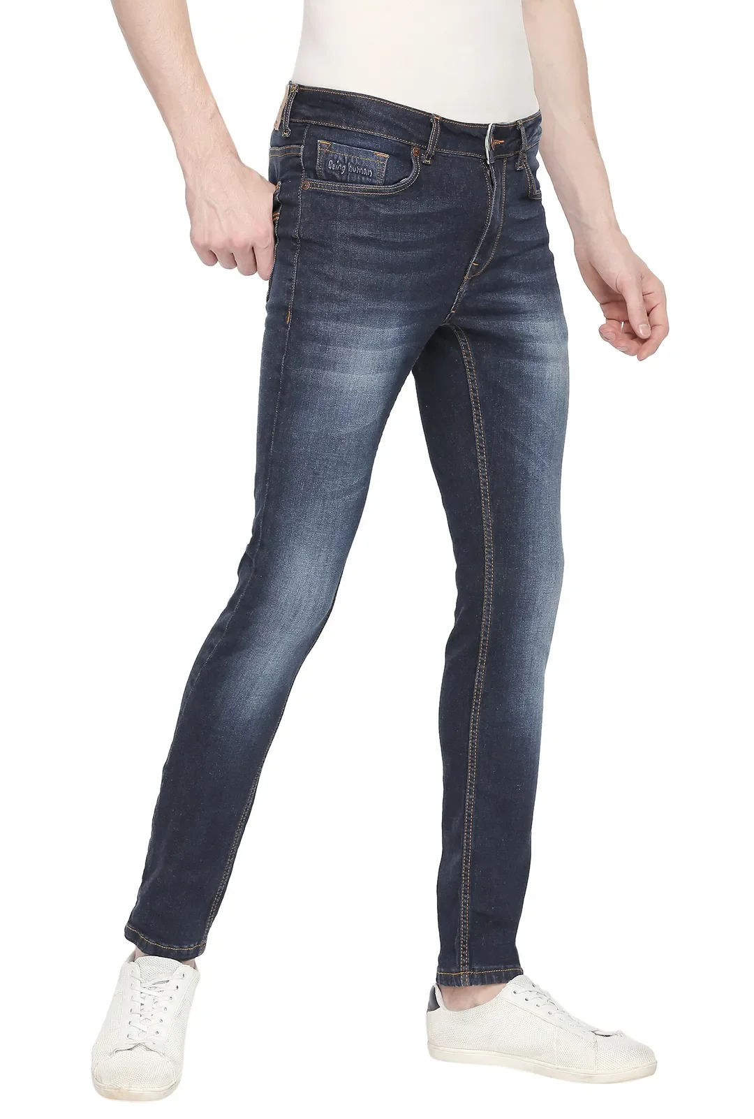 Blue Skinny Straight Fit Men's Denims by Being Human Clothing - Image 2