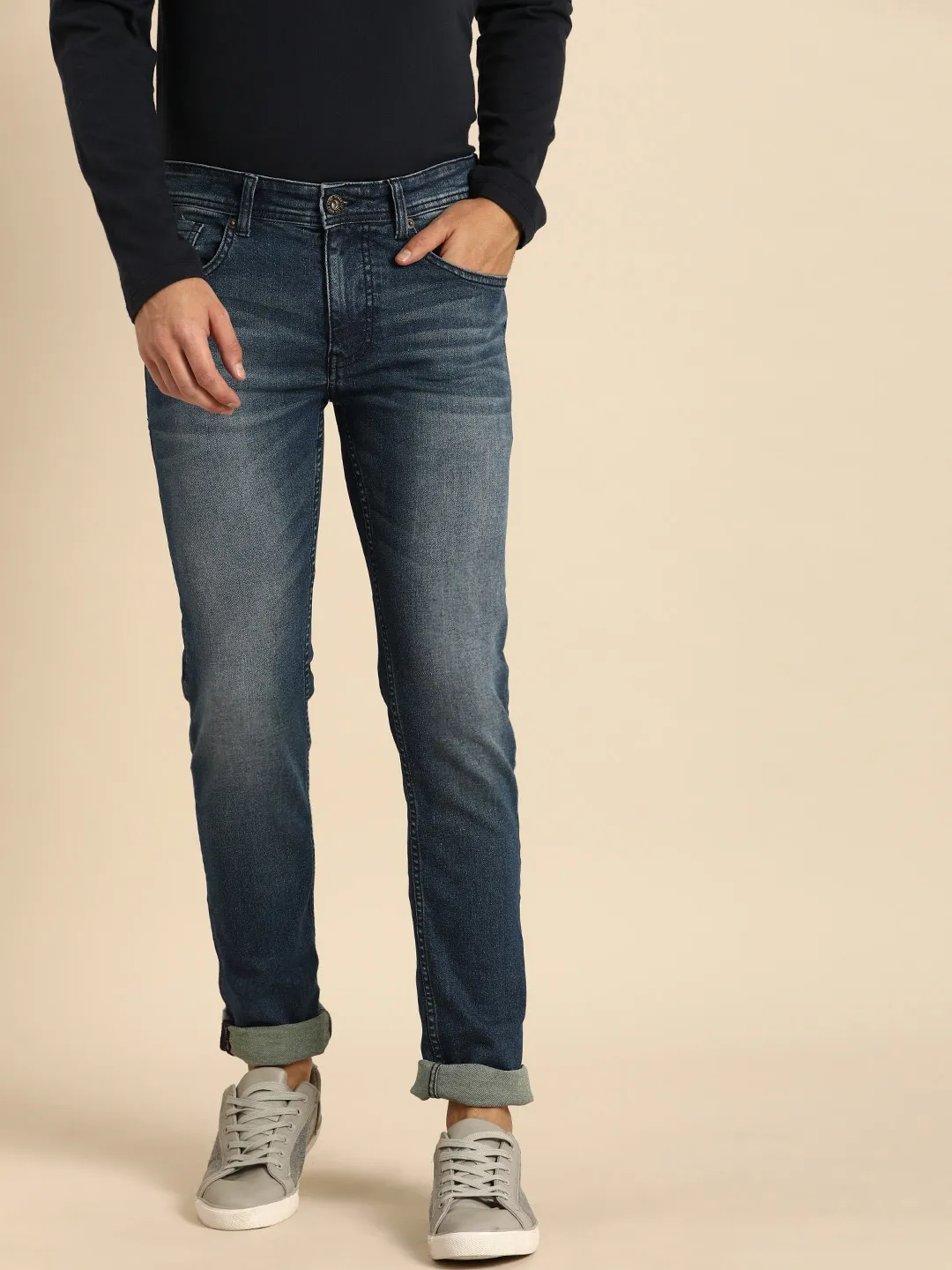 Blue Skinny Straight Fit Men's Denims by Being Human Clothing