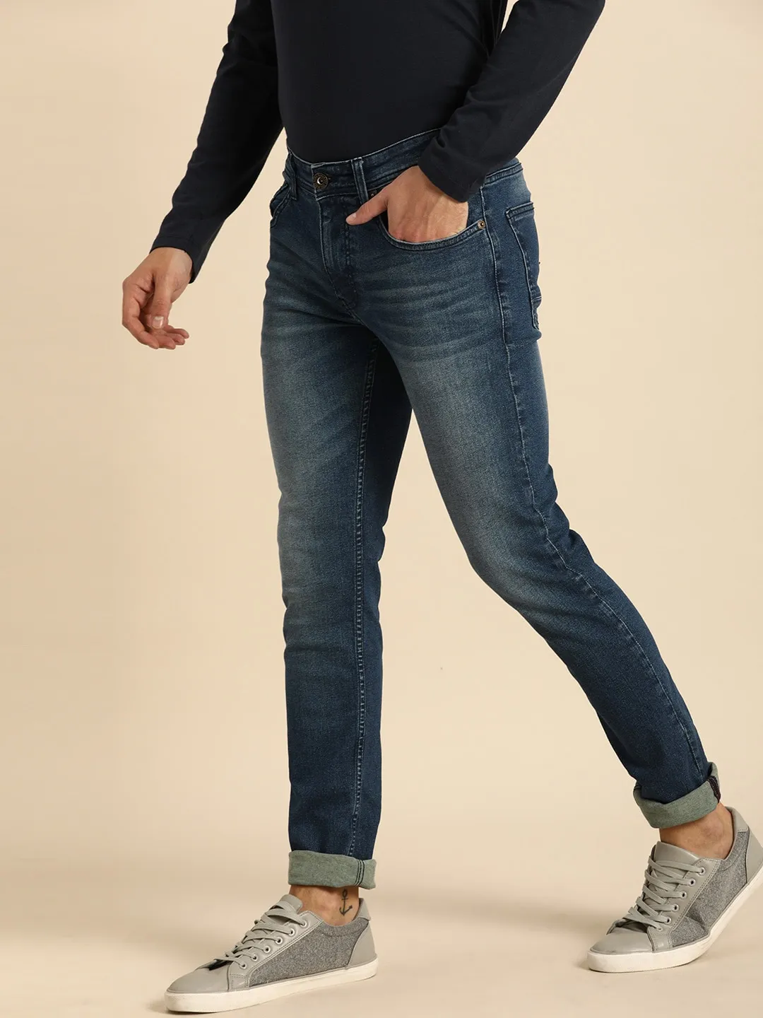 Blue Skinny Straight Fit Men's Denims by Being Human Clothing - Image 2