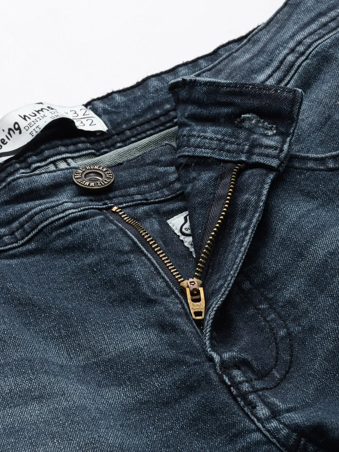 Blue Skinny Straight Fit Men's Denims by Being Human Clothing - Image 4