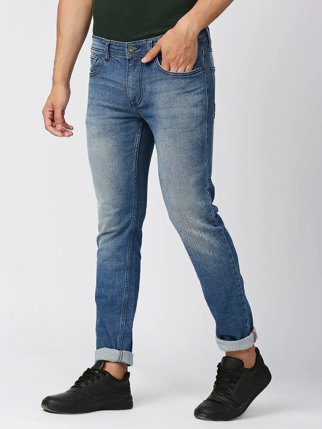 Blue Skinny Straight Fit Men's Denims by Being Human Clothing - Image 2