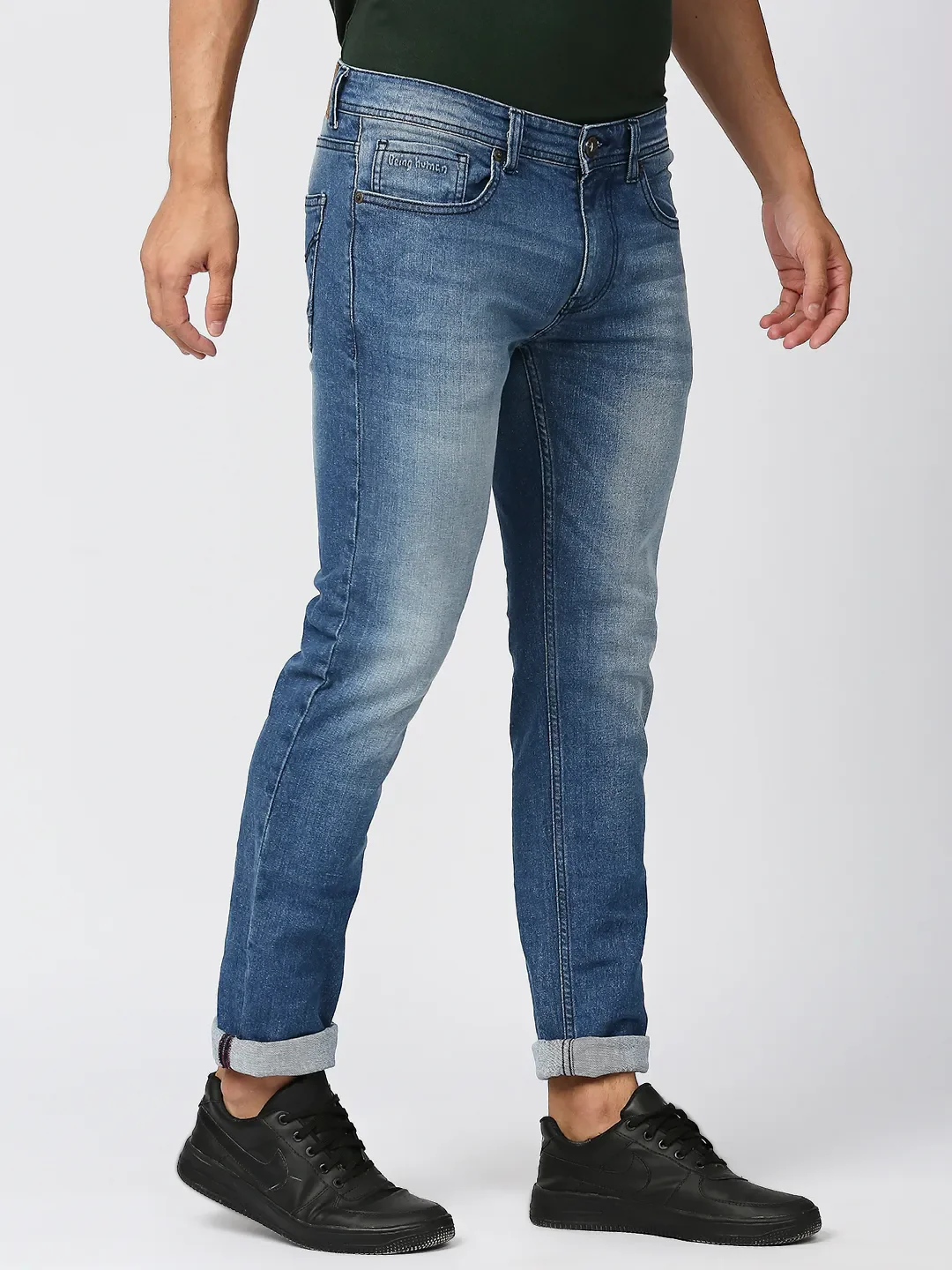 Blue Skinny Straight Fit Men's Denims by Being Human Clothing - Image 3