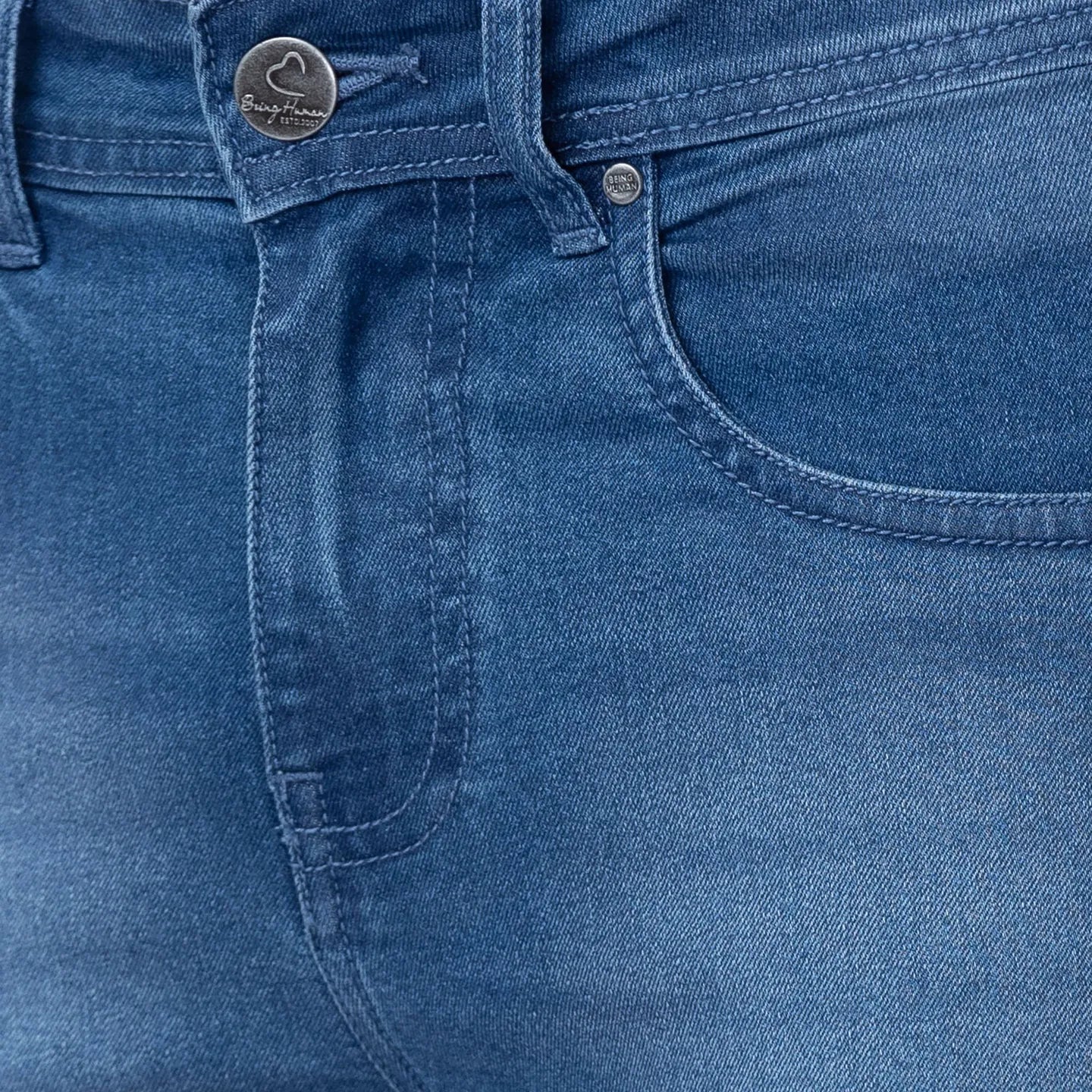 Blue Skinny Straight Fit Men's Denims by Being Human Clothing - Image 4