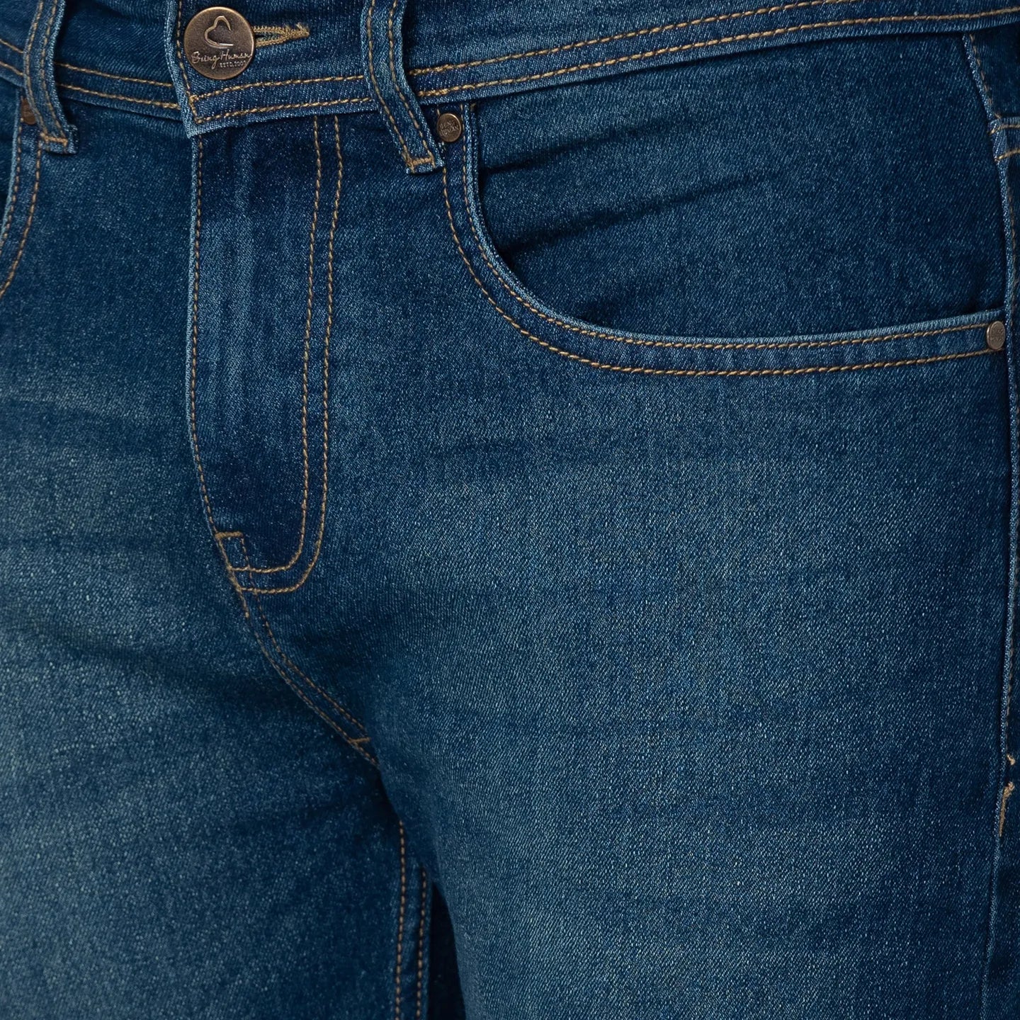 Blue Skinny Straight Fit Men's Denims by Being Human Clothing - Image 4