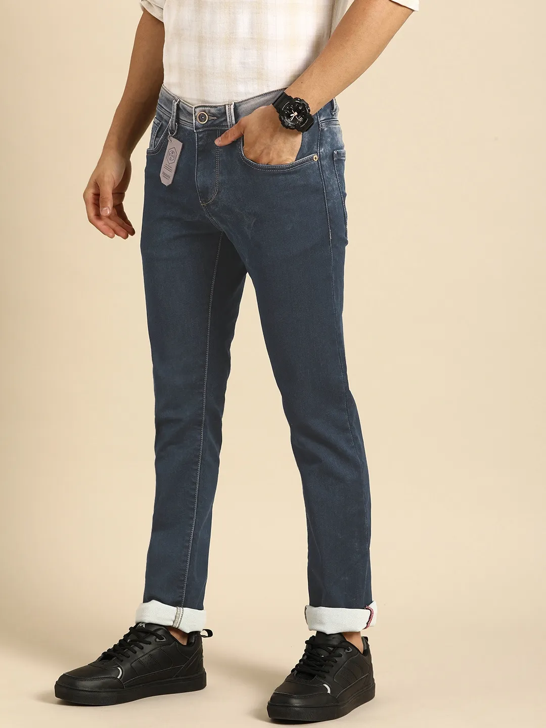 Blue Skinny Straight Fit Men's Denims by Being Human Clothing - Image 2