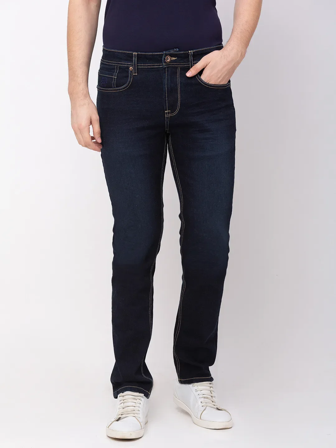 Blue Skinny Straight Fit Men's Denims by Being Human Clothing
