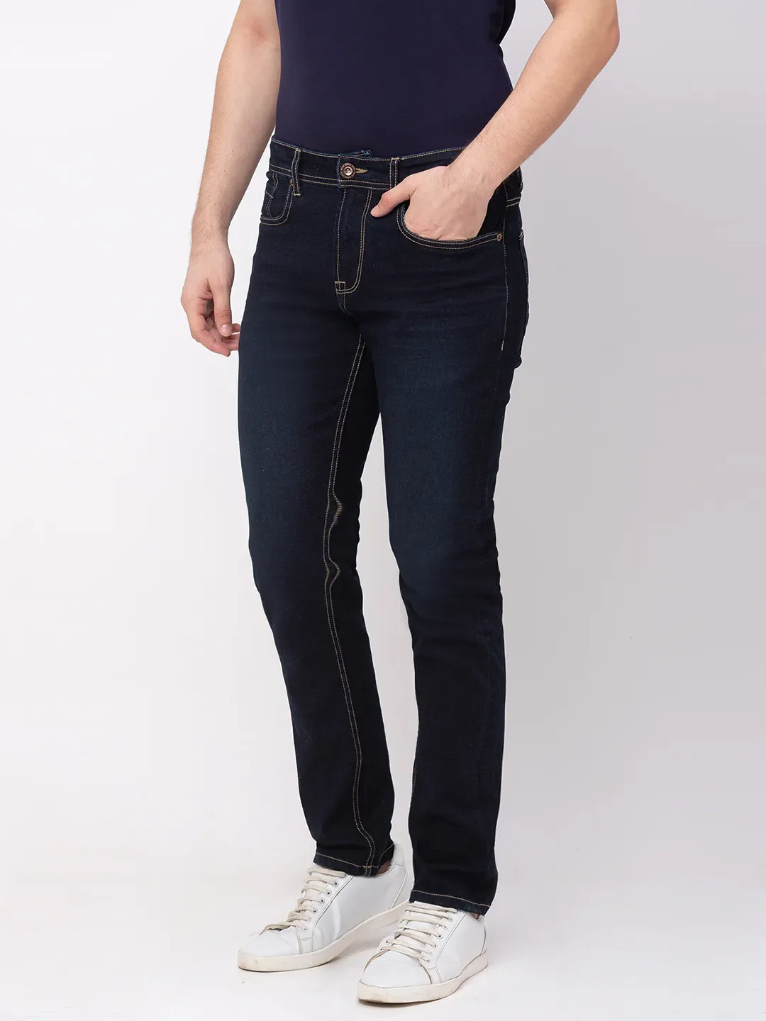 Blue Skinny Straight Fit Men's Denims by Being Human Clothing - Image 2