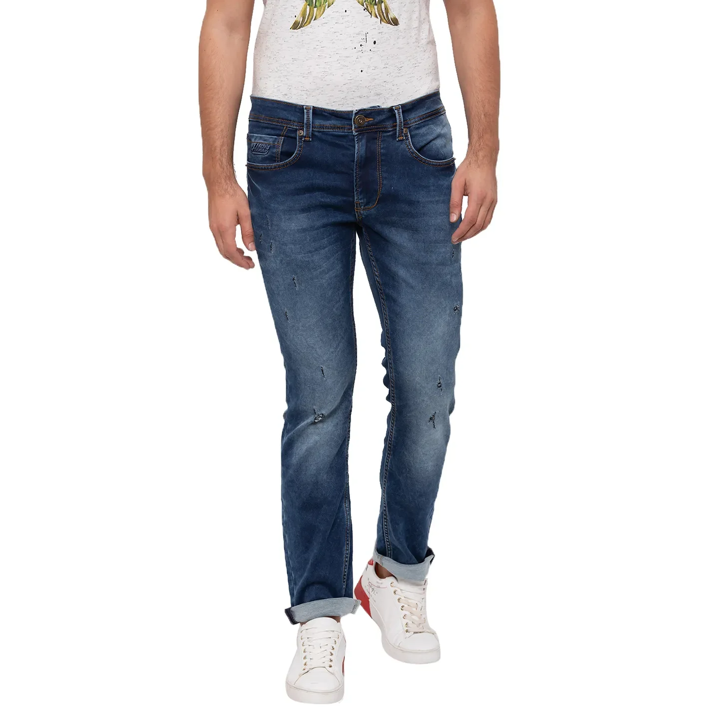 Blue Skinny Straight Fit Men's Denims by Being Human Clothing
