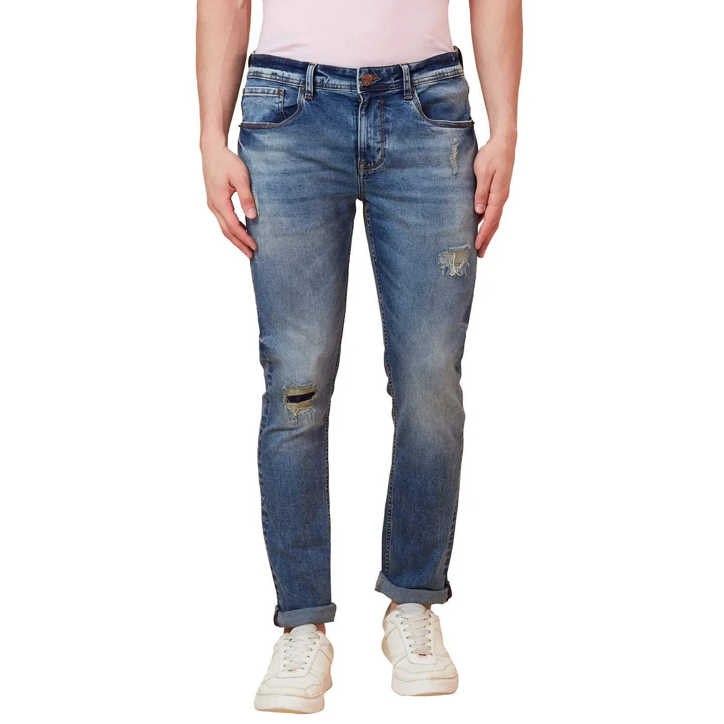 Blue Skinny Fit Men's Denims by Being Human Clothing - Image 4