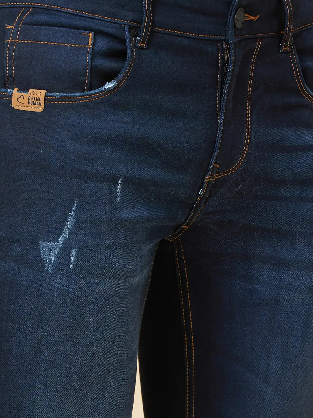 Blue Skinny Fit Men's Denims by Being Human Clothing - Image 5
