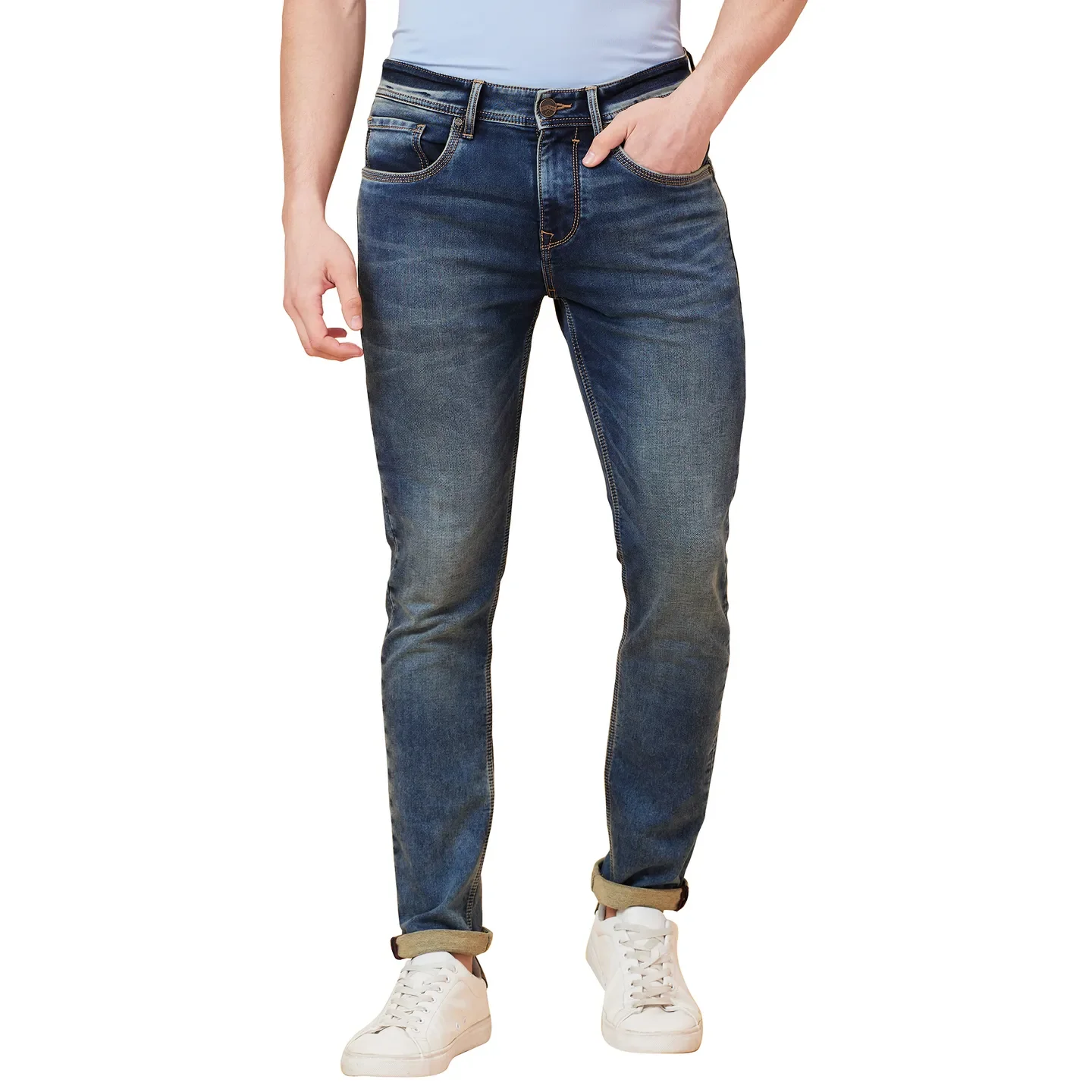 Blue Skinny Fit Men's Denims by Being Human Clothing - Image 5