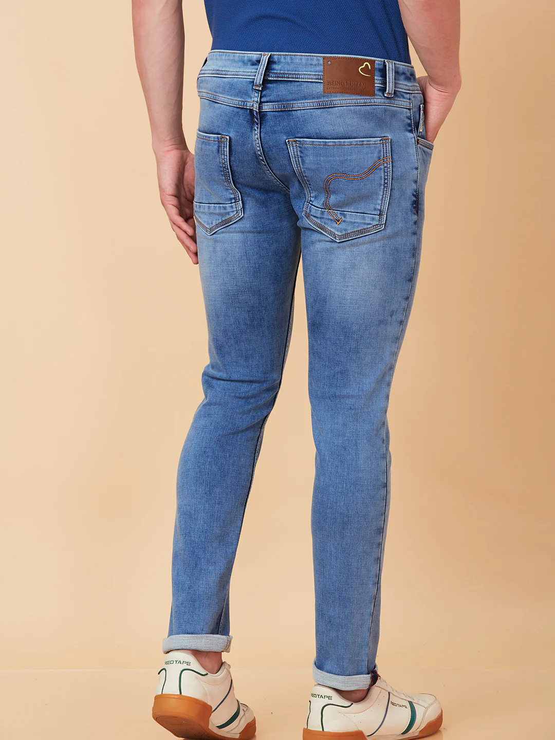 Light Blue Skinny Fit Denims For Men By Being Human Clothing - Image 4
