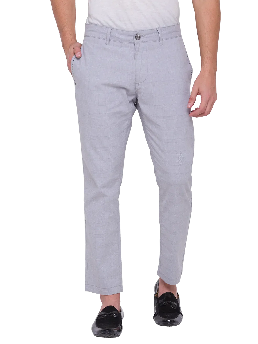 Grey Slim Cropped Fit Men's Chinos by Being Human Clothing - Image 3
