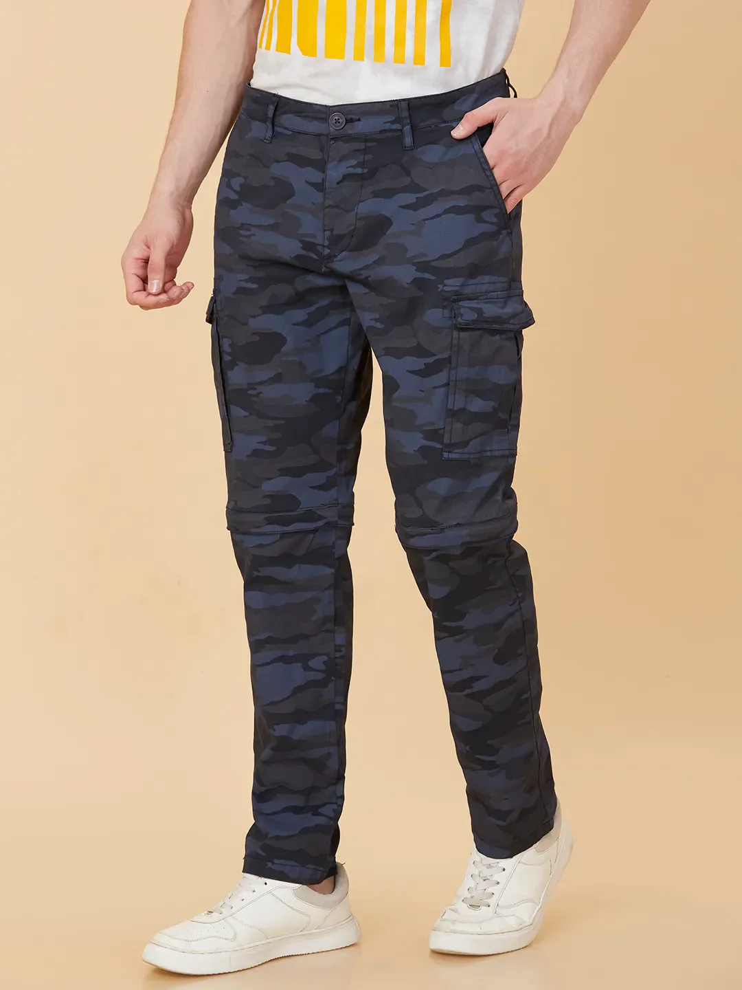 Blue Regular Fit Chinos For Men By Being Human Clothing - Image 4