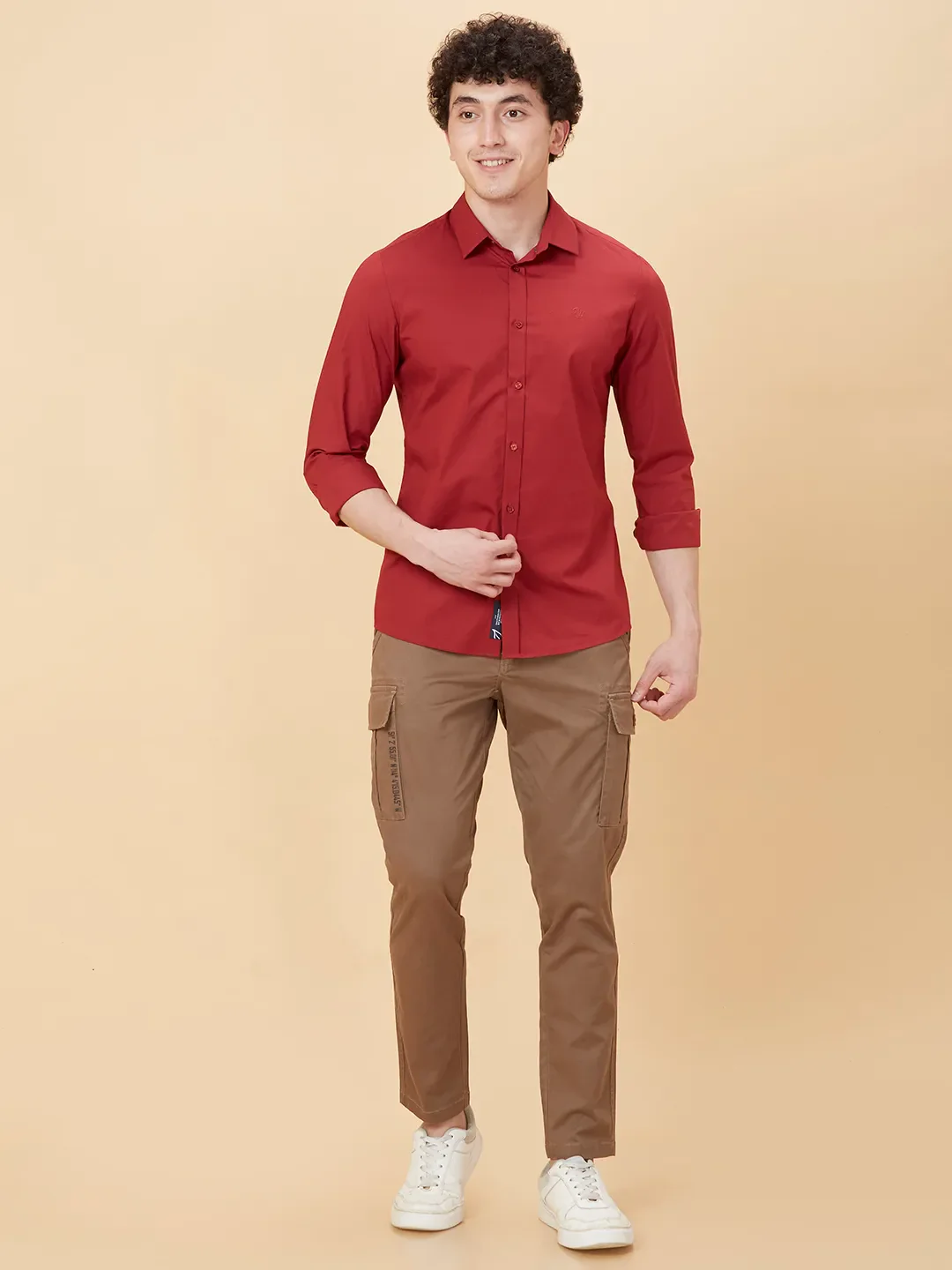 Brown Regular Fit Chinos For Men By Being Human Clothing - Image 2
