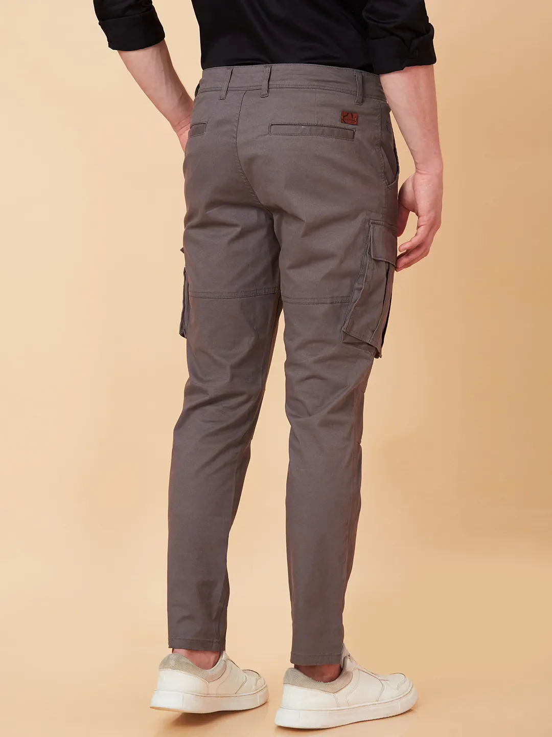 Grey Slim Fit Men's Cargos by Being Human Clothing - Image 3