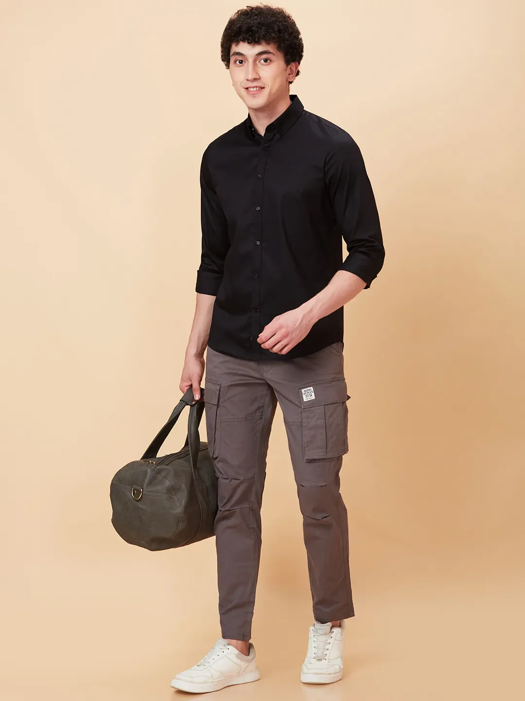 Grey Slim Fit Men's Cargos by Being Human Clothing - Image 6