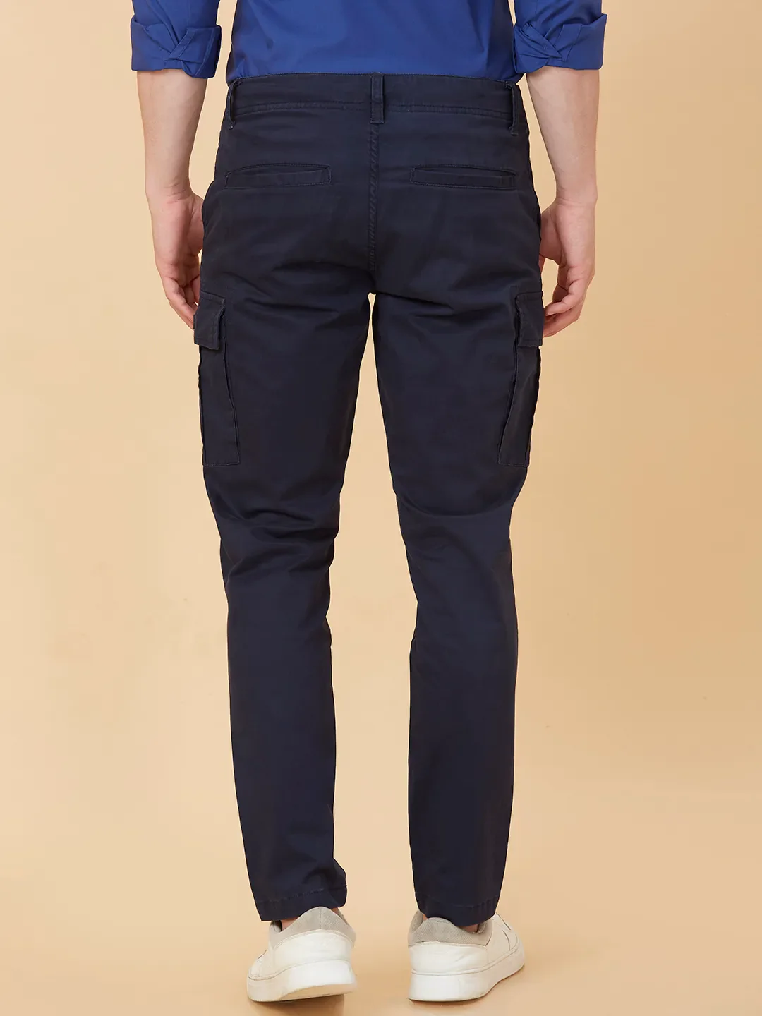 Blue Slim Fit Men's Cargos by Being Human Clothing - Image 3