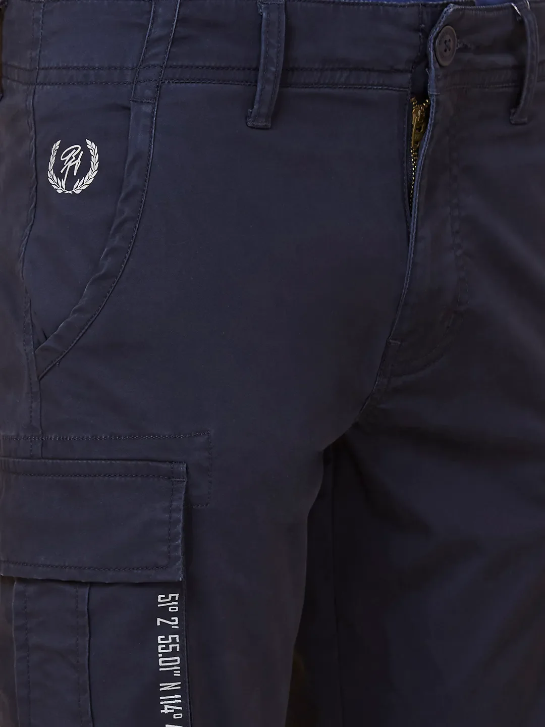Blue Slim Fit Men's Cargos by Being Human Clothing - Image 5