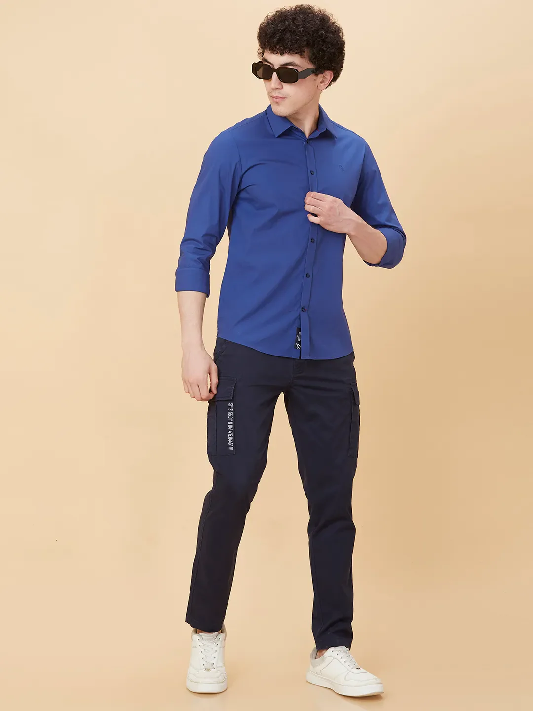 Blue Slim Fit Men's Cargos by Being Human Clothing - Image 6