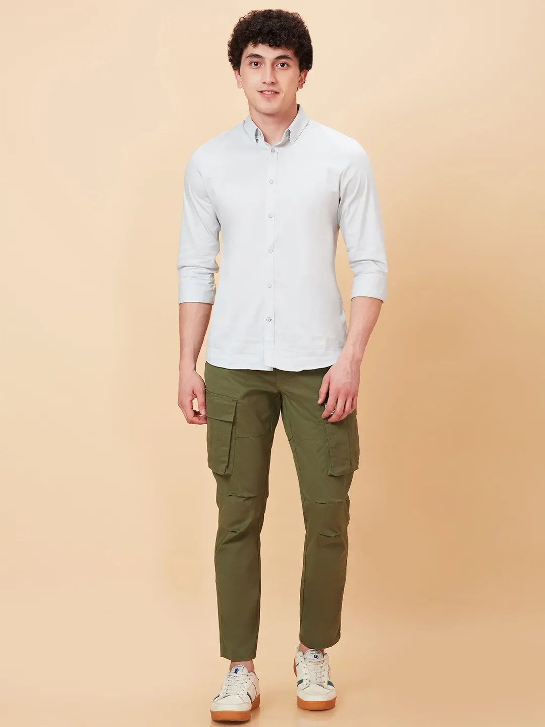 Olive Slim Fit Men's Cargos by Being Human Clothing - Image 2