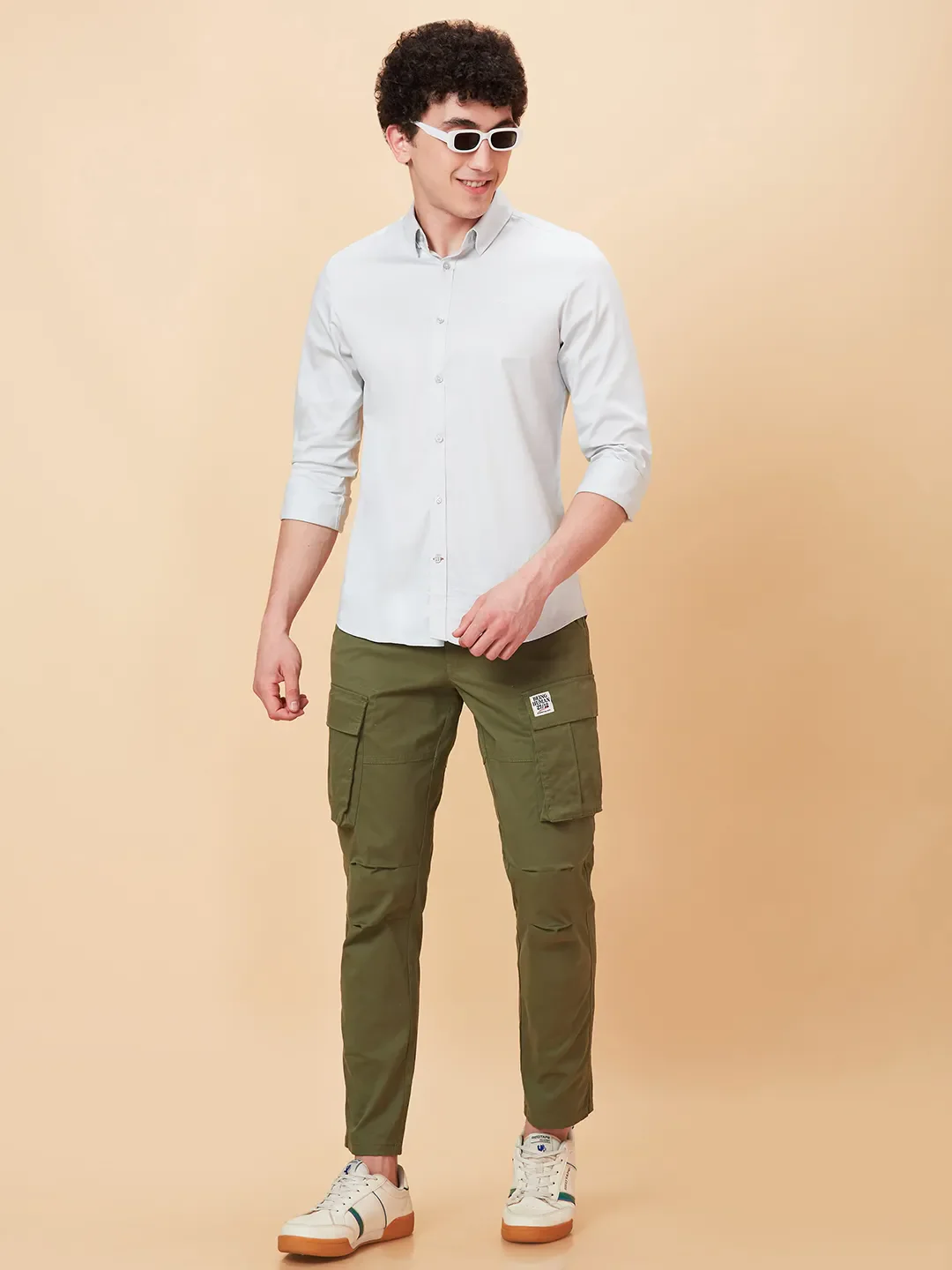 Olive Slim Fit Men's Cargos by Being Human Clothing - Image 6