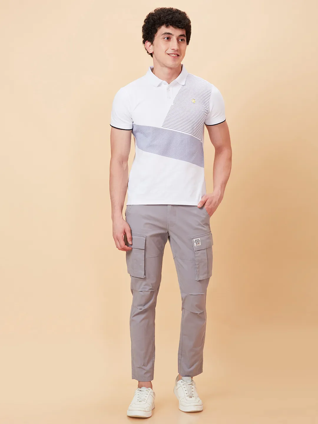 Grey Slim Fit Men's Cargos by Being Human Clothing - Image 2