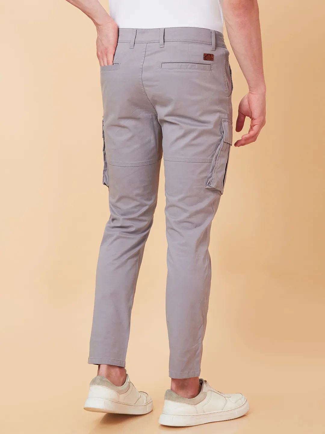 Grey Slim Fit Men's Cargos by Being Human Clothing - Image 3