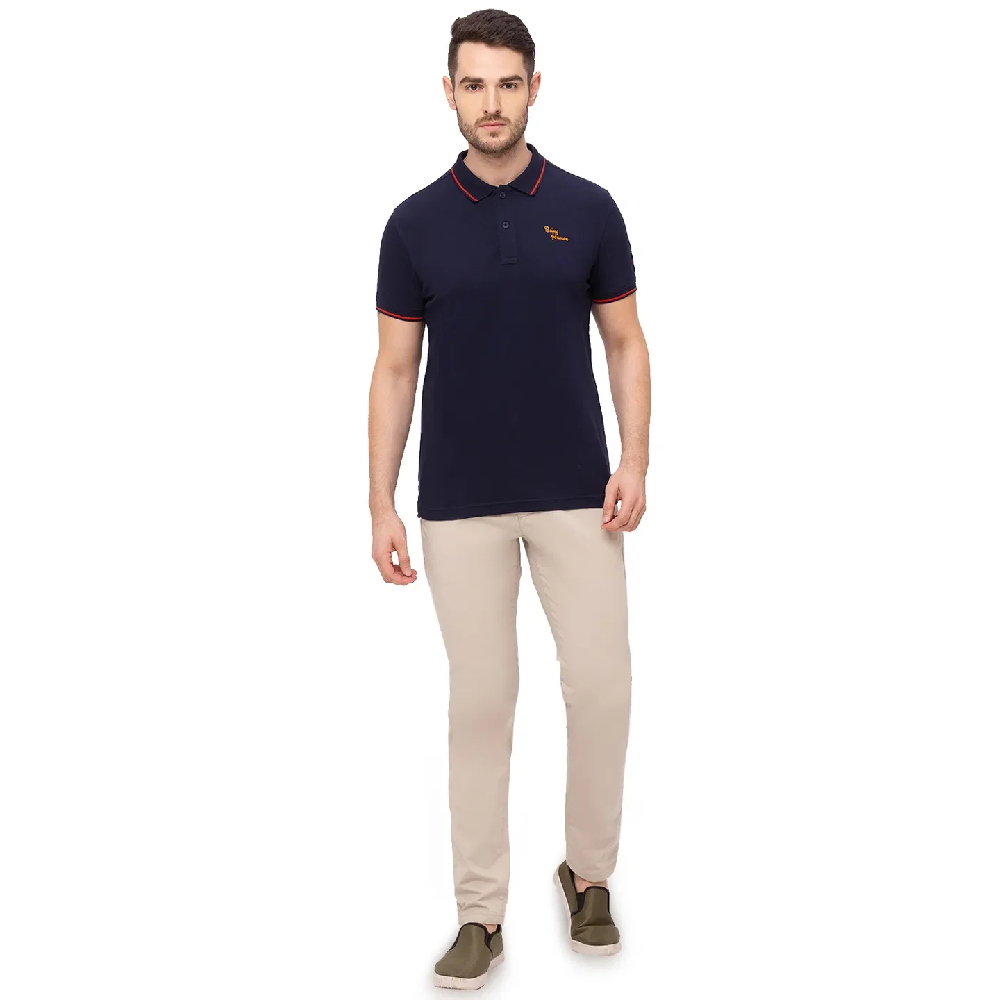 Beige Slim Straight Fit Men's Chinos by Being Human Clothing - Image 3