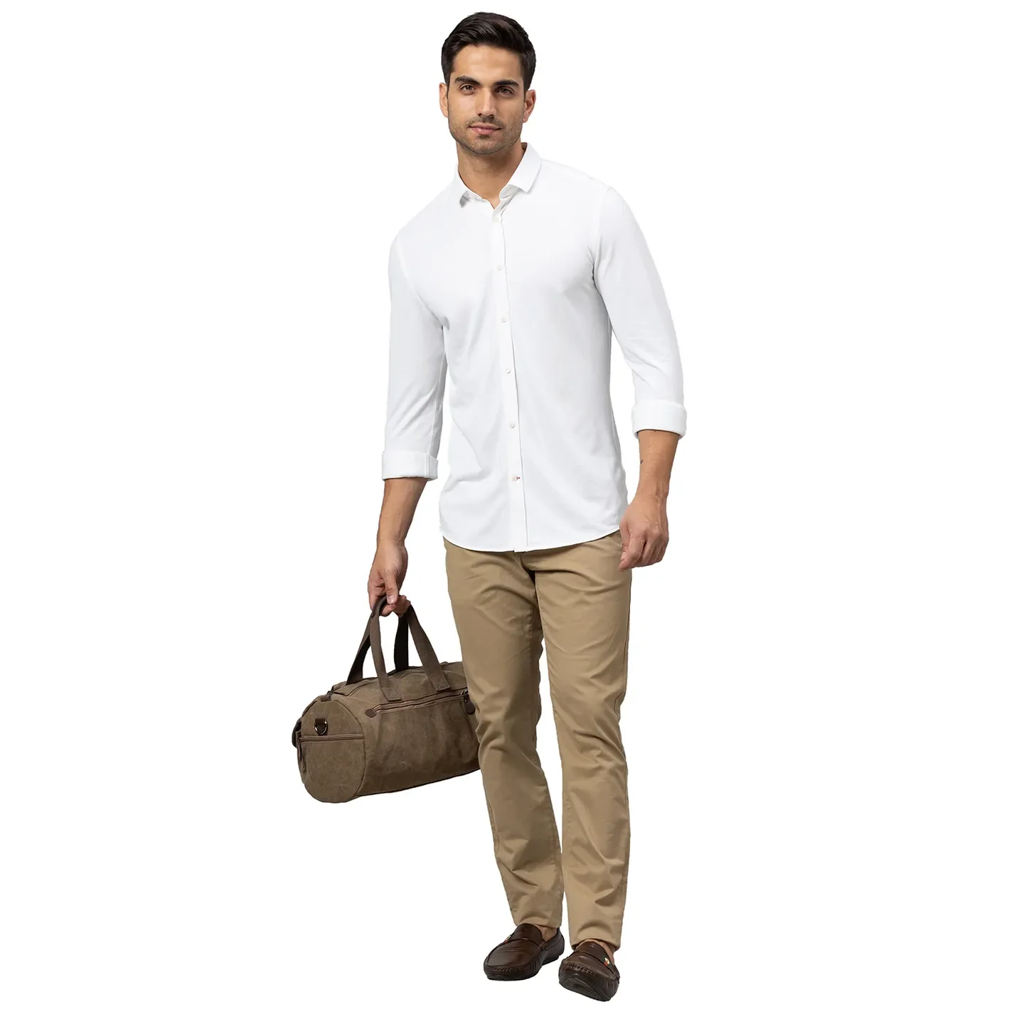 Beige Slim Straight Fit Men's Chinos by Being Human Clothing - Image 2