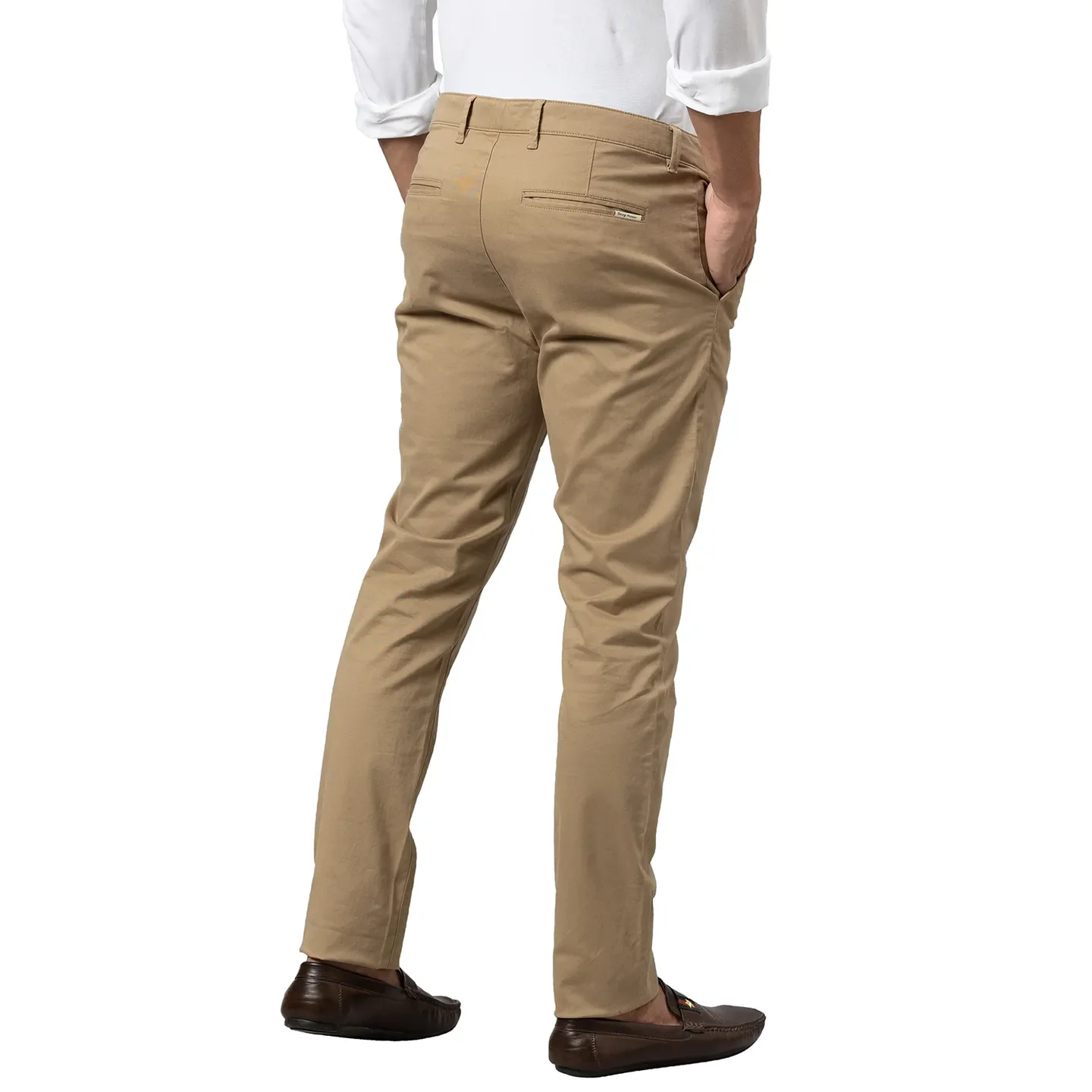 Beige Slim Straight Fit Men's Chinos by Being Human Clothing - Image 3