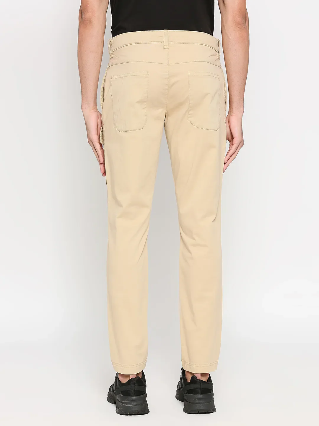 Beige Slim Straight Fit Men's Cargos by Being Human Clothing - Image 4