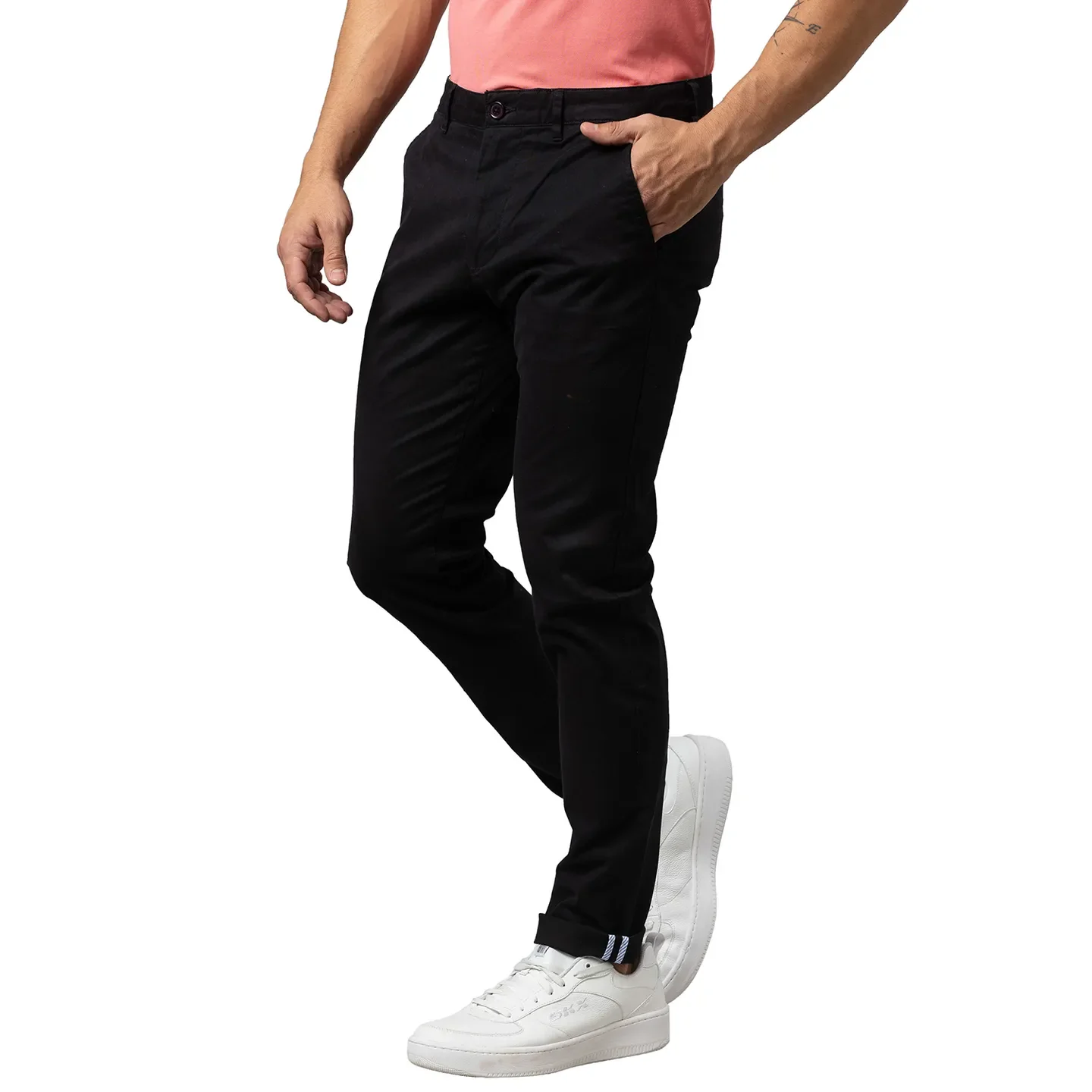 Black Slim Straight Fit Men's Chinos by Being Human Clothing - Image 4