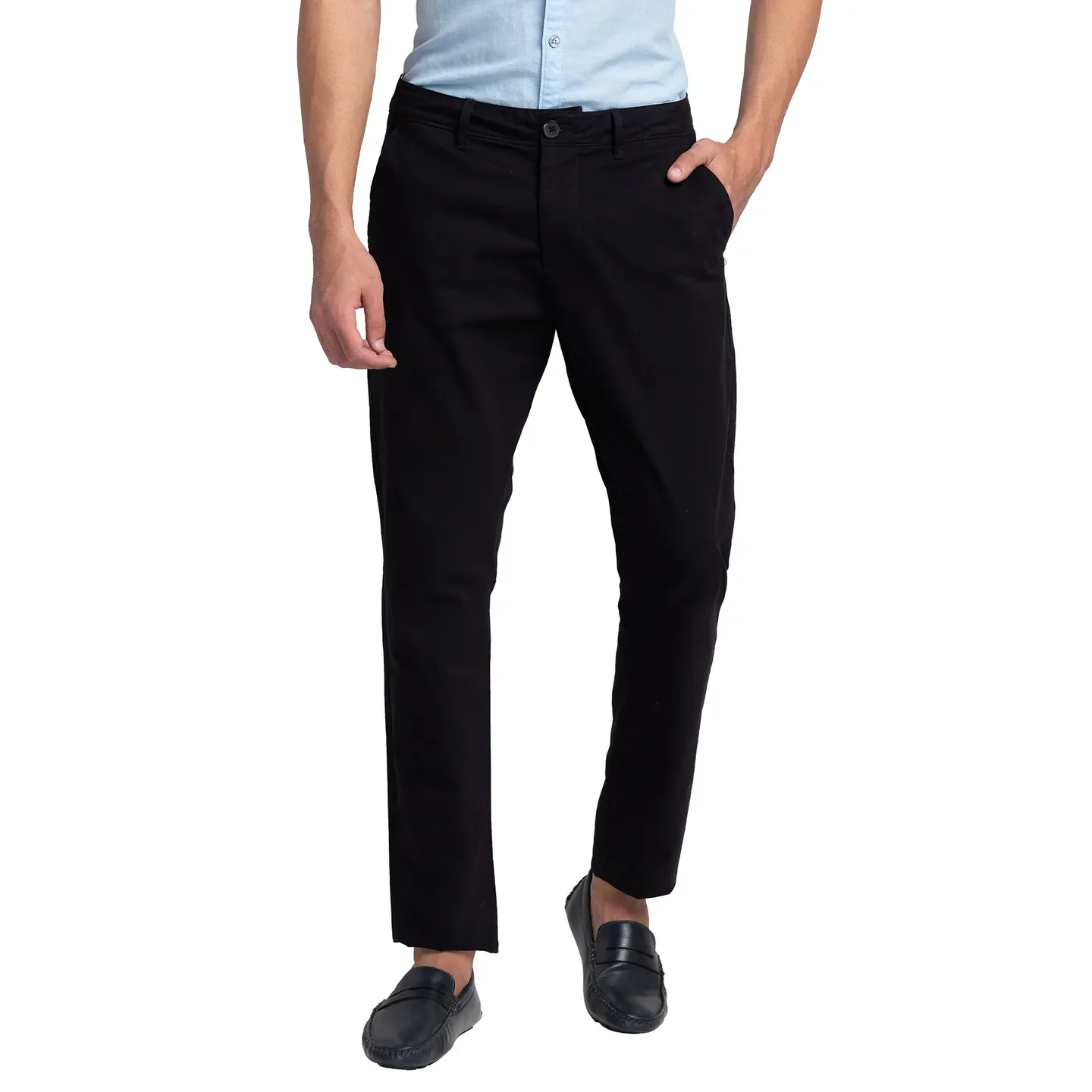 Black Slim Fit Chinos For Men By Being Human Clothing