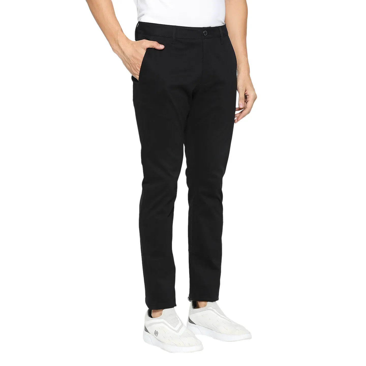 Black Slim Fit Chinos For Men By Being Human Clothing - Image 2