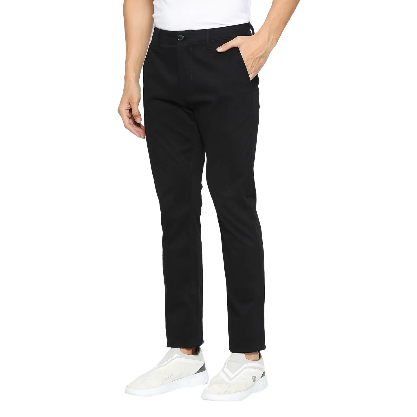 Black Slim Fit Chinos For Men By Being Human Clothing - Image 3