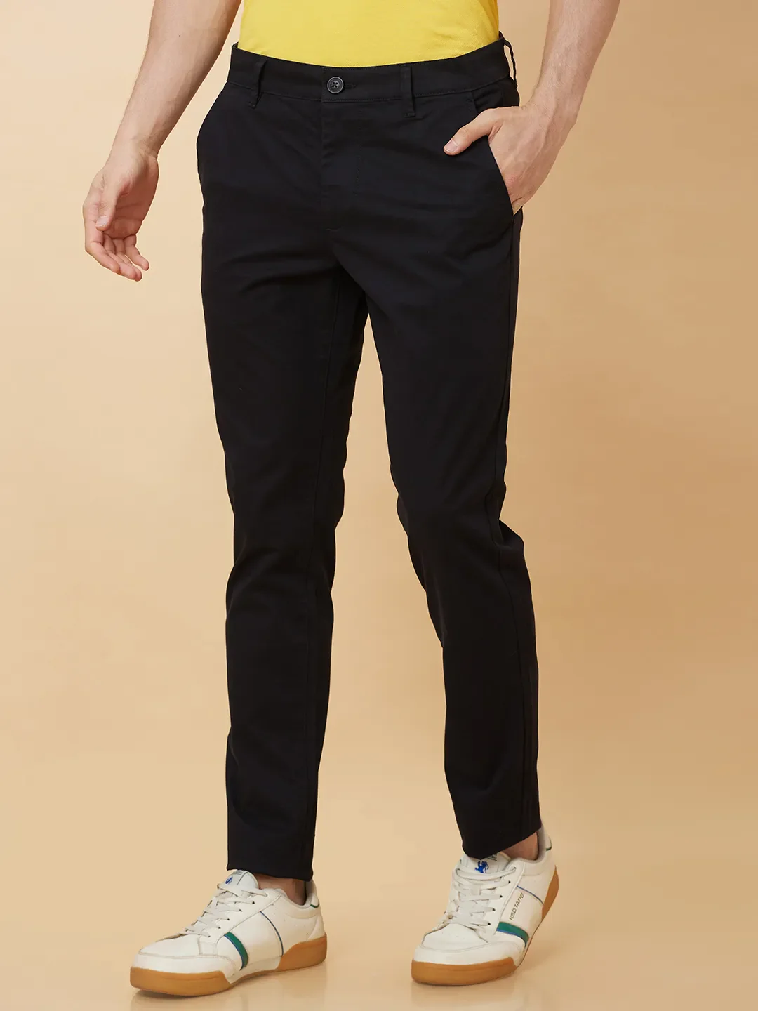 Black Slim Straight Fit Men's Chinos by Being Human Clothing - Image 4