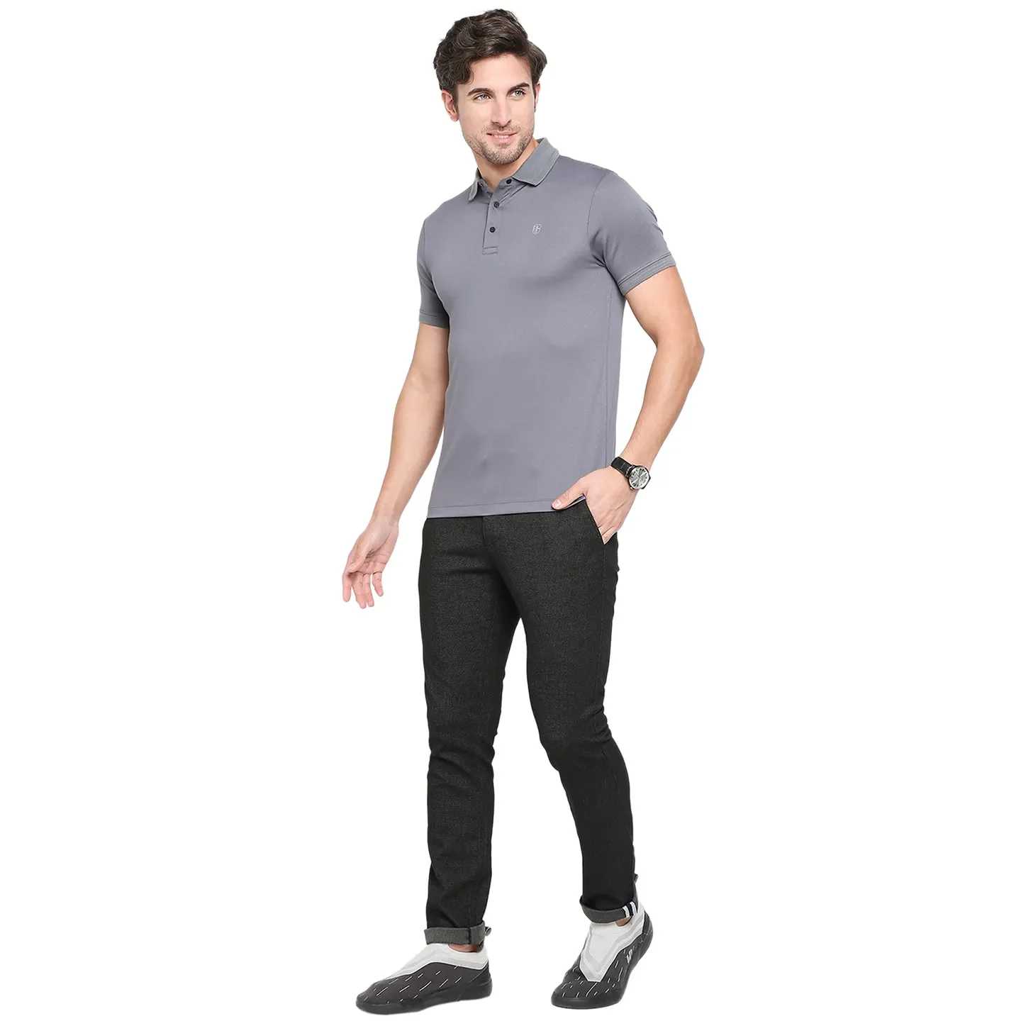 Black Slim Straight Fit Men's Chinos by Being Human Clothing - Image 6