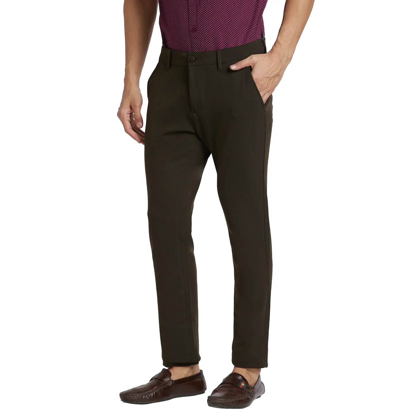 Brown Slim Straight Fit Men's Chinos by Being Human Clothing - Image 2