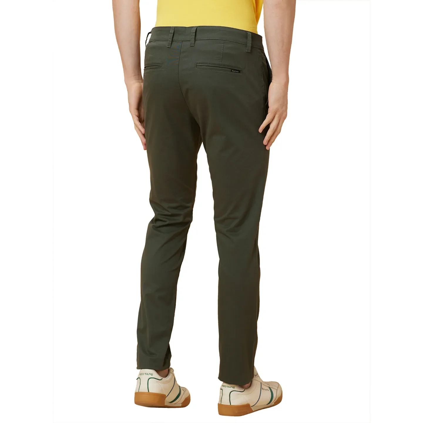 Green Slim Straight Fit Men's Chinos by Being Human Clothing - Image 4