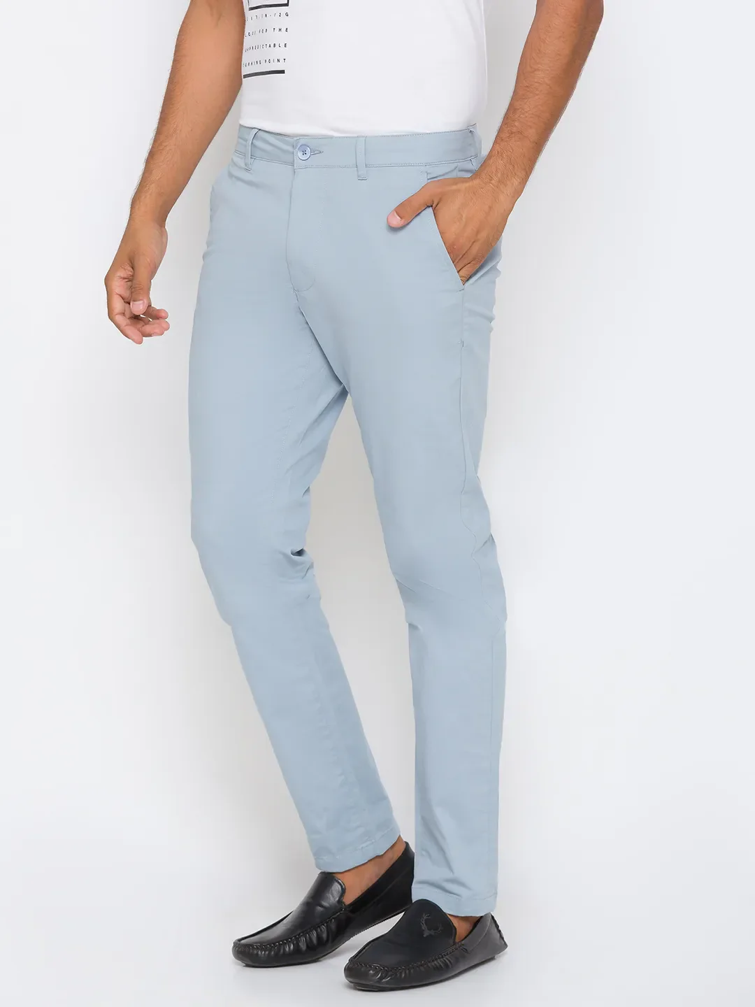 Grey Slim Straight Fit Men's Chinos by Being Human Clothing - Image 2
