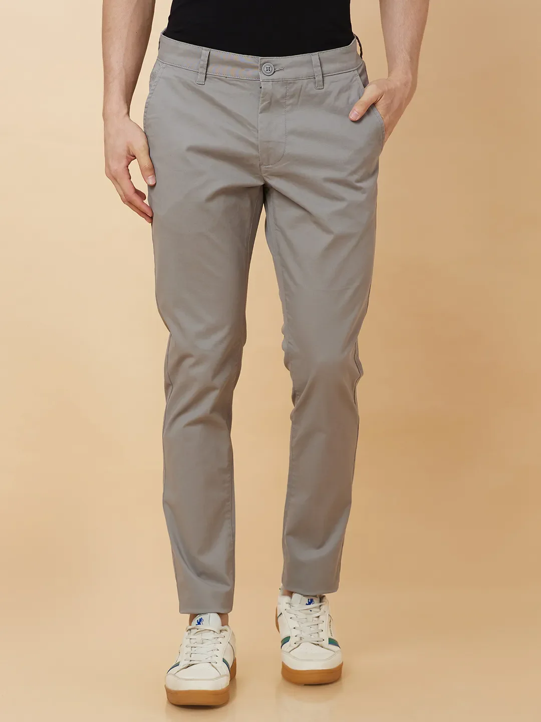 Grey Slim Straight Fit Men's Chinos by Being Human Clothing
